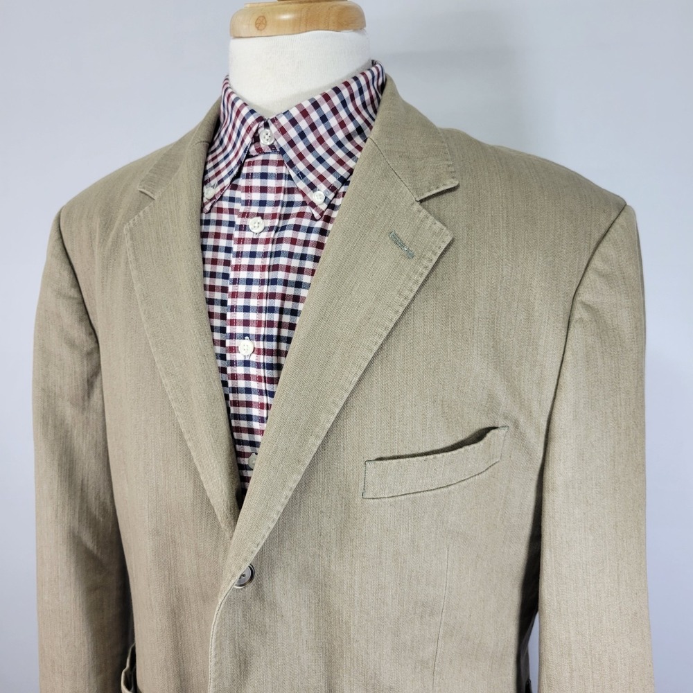 Johnston Murphy Men's Sport Coat Blazer Three Button Tan Cotton Spandex Size XL - Picture 9 of 16